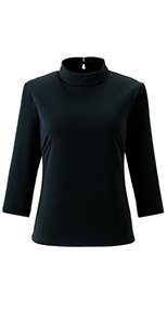 01081 en joie(アンジョア) 気軽に毎日着用できる機能素材のハイネック七分袖カットソー 93-01081
