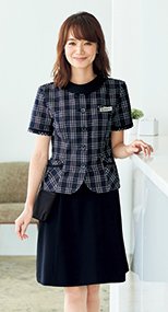 56156 en joie(アンジョア) しなやかな伸縮性でシワになりにくいAラインスカート 無地 93-56156