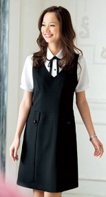 66300 en joie(アンジョア) 涼しい着心地のジャンパースカート 無地 93-66300