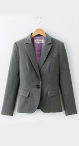 81490 en joie(アンジョア) すらりと細めシルエットのストライプ柄ジャケット 93-81490