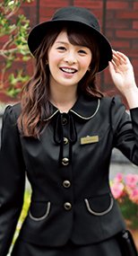 81650 en joie(アンジョア) 上質感あふれるディテールで品格あるジャケット(リボン付き) 無地 93-81650