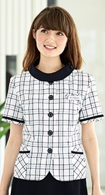86510 en joie(アンジョア) 夏らしいクリーンなチェック柄サマージャケット 93-86510