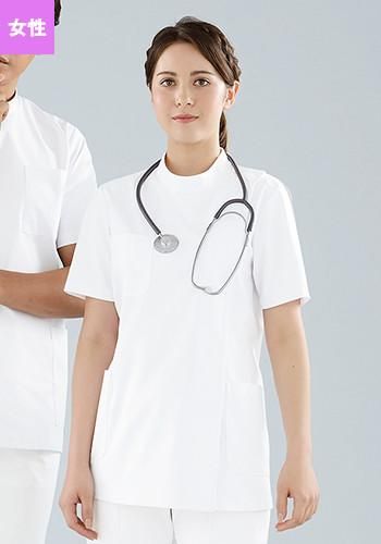 [廃番]REP105-10 KAZEN クレンゼポプリン 医務衣 半袖ケーシー(女性用) TC