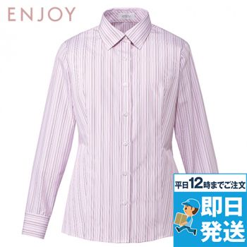 Enjoy EWB598 [通年]デキる女の表情を生むシャープなストライプ 長袖シャツブラウス