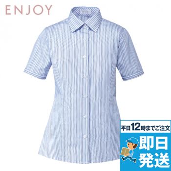 Enjoy ESB599 [春夏用]デキる女の表情を生むシャープなストライプ 半袖シャツブラウス