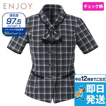 ESA661 Enjoy オーバーブラウス エアメッシュチェック