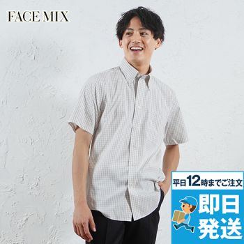 Facemix FB4507U グラフチェックシャツ/半袖(男女兼用)ボタンダウン