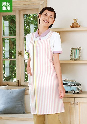 [廃番][ポプリンプリント]胸当てエプロン(男女兼用)