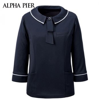 アルファピア AR7617 [春夏用]ポロシャツ[ニット/吸汗速乾/ストライプ/七分袖]
