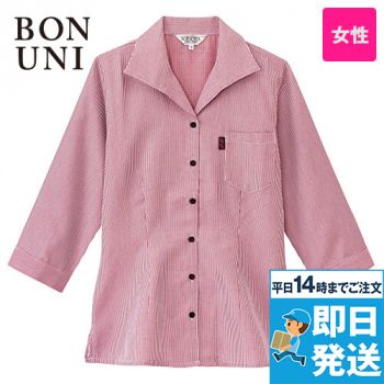 34202 ボストン商会 イタリアンカラーシャツ/七分袖(女性用) チェック