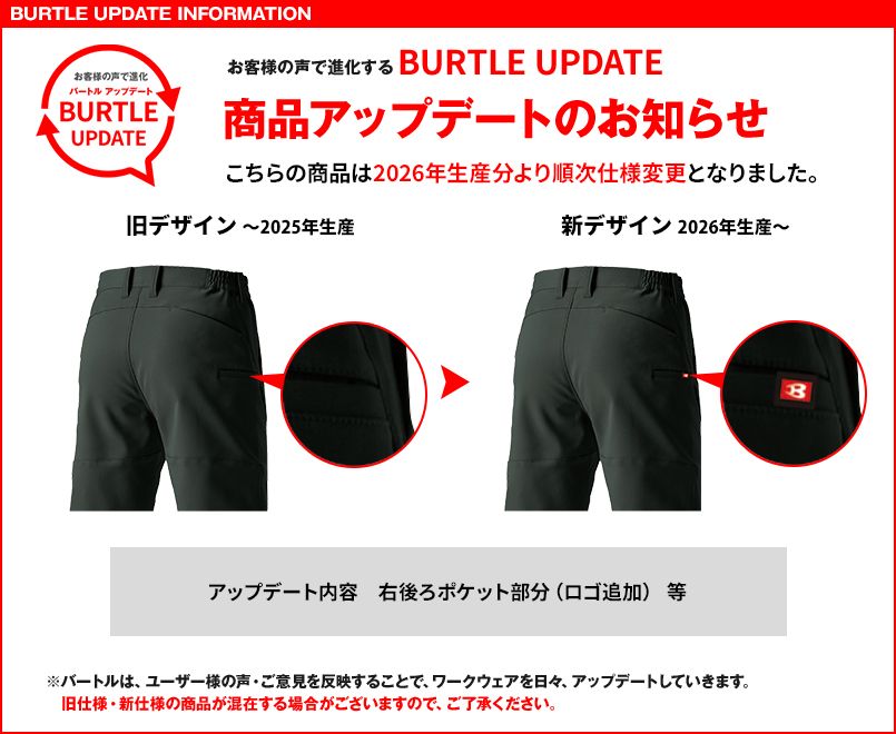 9713 バートル パンツのアップデート
