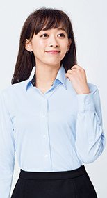 RB4158 BONMAX/リサール 光沢が美しくシャツ感のニット素材 長袖ブラウス 36-RB4158