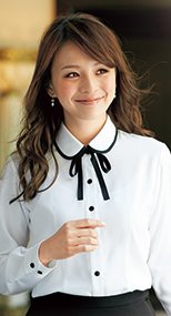 en joie(アンジョア) 01072 丸襟とリボンがカワイイ華やか長袖ブラウス(リボン付き) 93-01072