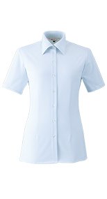 en joie(アンジョア) 06165 シワになりにくくストレッチで透け防止の半袖ニットシャツ 93-06165