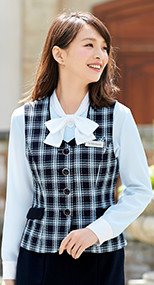 en joie(アンジョア) 11740 医療現場で人気!優しい色合いで安心感ある癒し系チェック柄ベスト 93-11740