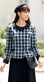 en joie(アンジョア) 81740 裏地がないので軽くて動きやすい!チェック柄ソフトジャケット 93-81740