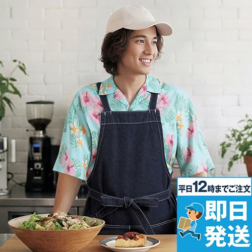 Facemix FB4577U [春夏用]アロハシャツ(ハイビスカス柄)[男女兼用]