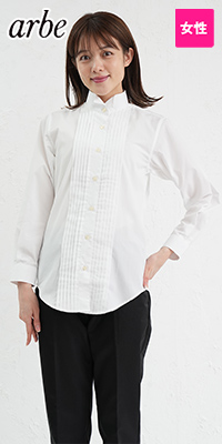 KM-4091 チトセ(アルベ) ピンタックウイングカラーシャツ(女性用)