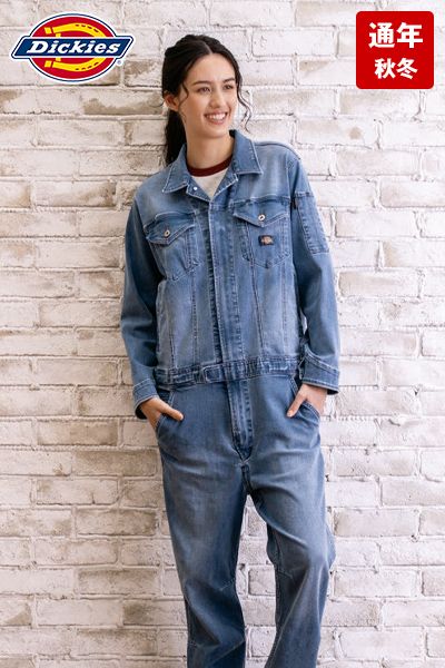 コーコス D-686 [通年]Dickies ストレッチシルキーデニム つなぎ[男女兼用]