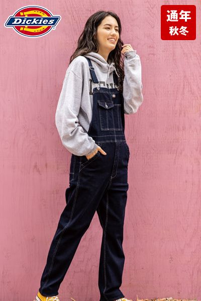 コーコス D-689 [通年]Dickies ストレッチシルキーデニム オーバーオール つなぎ[男女兼用]