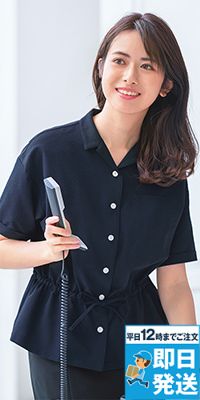 Enjoy ESA735 [春夏用]オーバーブラウス [チェック/ストレッチ/吸汗速乾/防透/消臭]