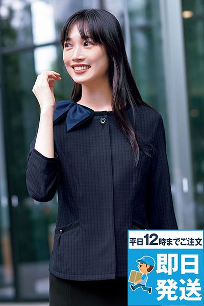 Enjoy ESA977 [春夏用]オーバーブラウス[チェック/吸汗速乾/防汚加工/透けにくい/UVカット]