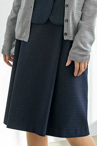 Selery S-12221 12229 [通年]タックスカート(57cm丈)/チェック[ストレッチ]