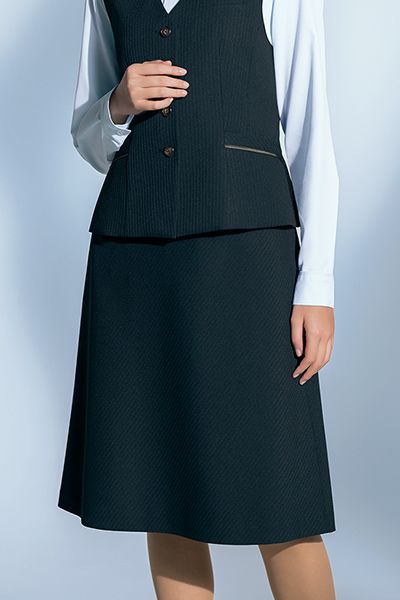 Selery S12560 12561 [通年]Aラインスカート（57cm丈）[ストレッチ/エコ/ストライプ]
