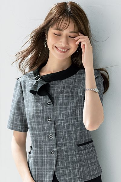 Selery S-51360 51366 [春夏用]オーバーブラウス [チェック/ストレッチ/消臭/抗菌/抗ウイルス]