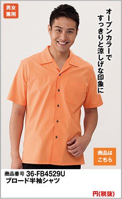 オレンジシャツ通販 飲食店に人気の業務用カラーシャツを激安セール