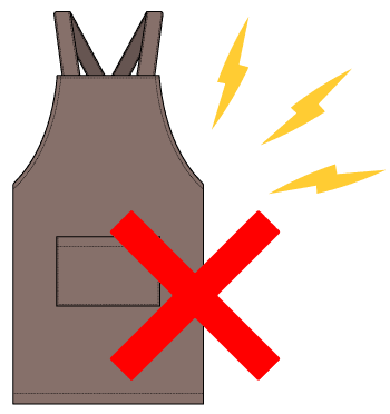 エプロンと静電気のイラスト