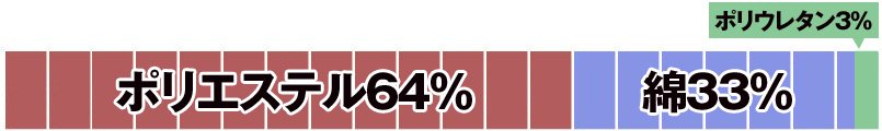 ポリエステル64%・綿33%・ポリウレタン3%