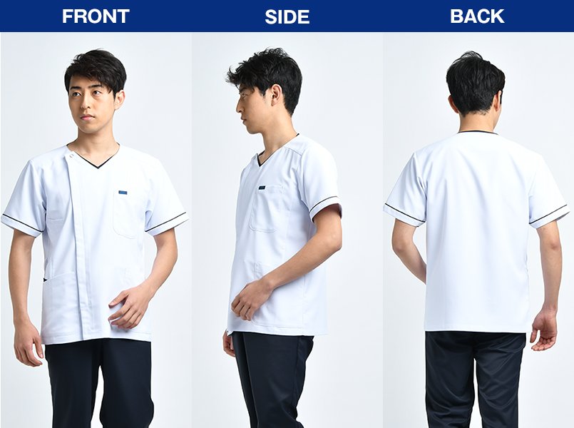 1016EW FOLK(フォーク) ZIP SCRUB メンズスクラブ(男性用)のモデル前後