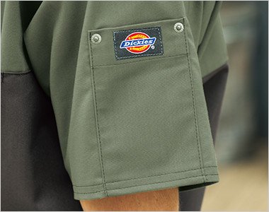 左袖 ディッキーズロゴ入りリベットポケット