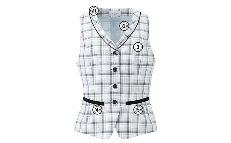 ESV662 Enjoy ベスト エアメッシュチェック｜事務服の通販なら