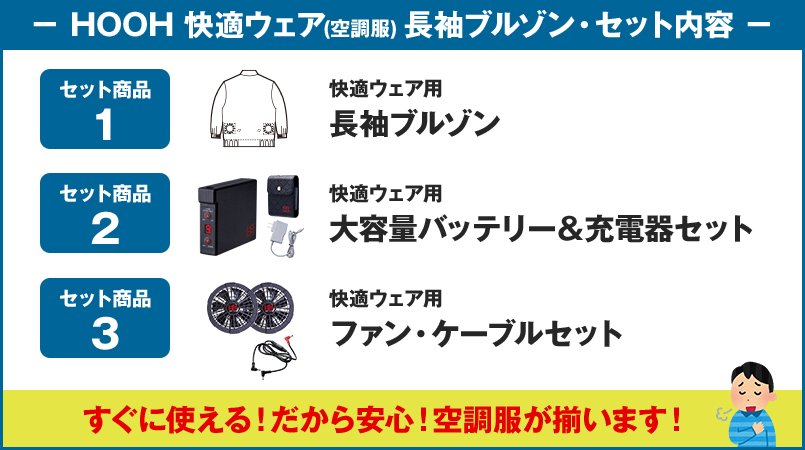 HOOH快適ウェア(空調服)のセット内容