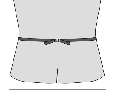 ポケットから続くバックルリボンのアクセントと動きやすいスリット入り