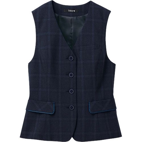 Selery S-04641 [通年]ベスト[チェック/ストレッチ]｜事務服の