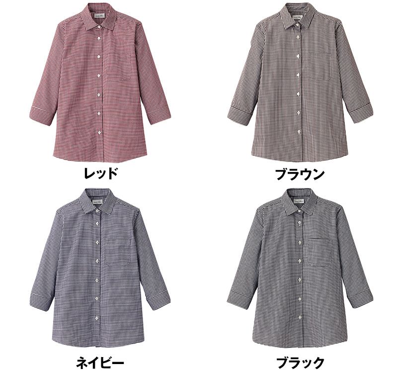 FB4043L Facemix セミワイドカラーブラウス/七分袖(女性用) 色展開