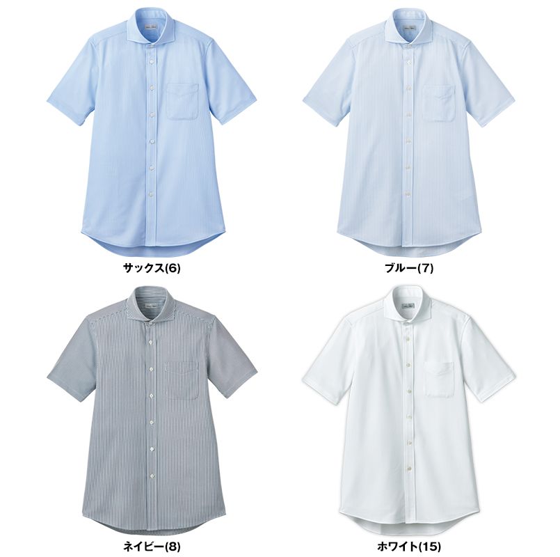 Facemix FB4560U ワイドカラーニット半袖シャツ[ポリジン加工] 色展開