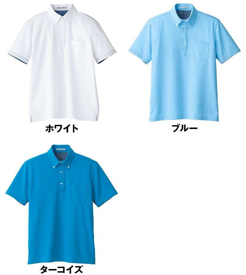 FB5024M ナチュラルスマイル ドライポロシャツ 花柄A(男性用)ボタンダウン 色展開