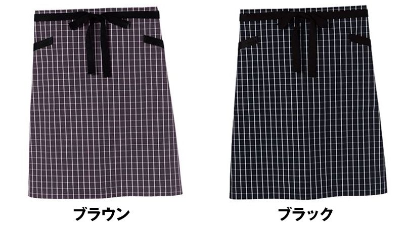 FK7123 FACEMIX チェック柄ロングエプロン 色展開
