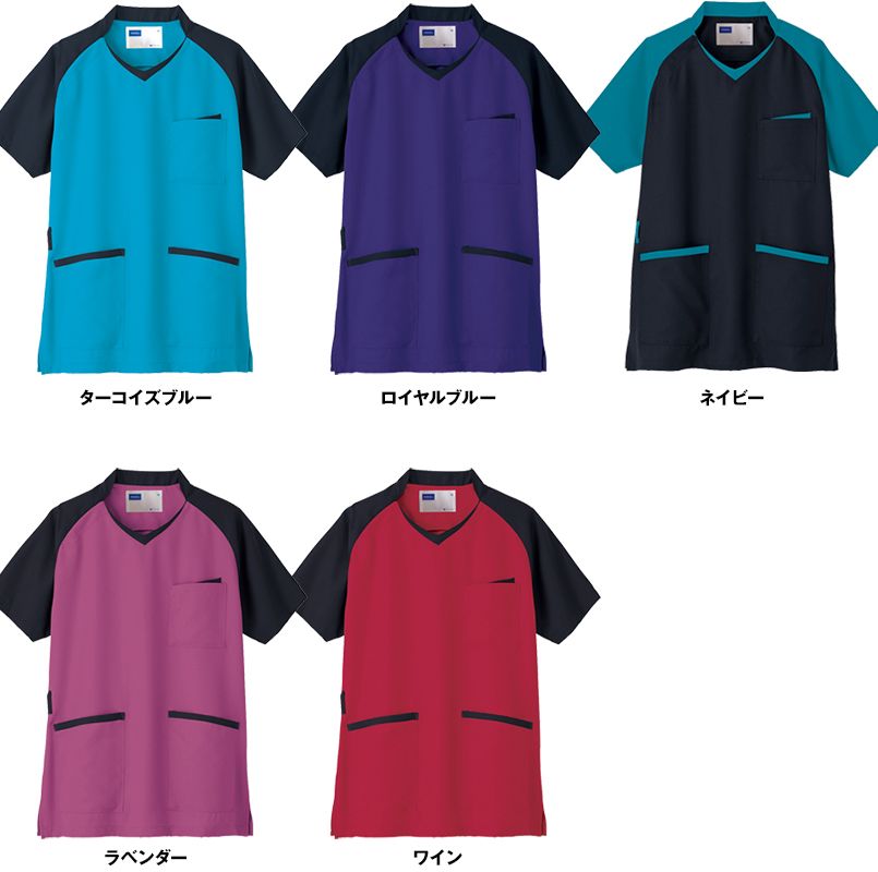 自重堂 WH11785 WHISEL スクラブ(男女兼用)衿と袖が配色 色展開