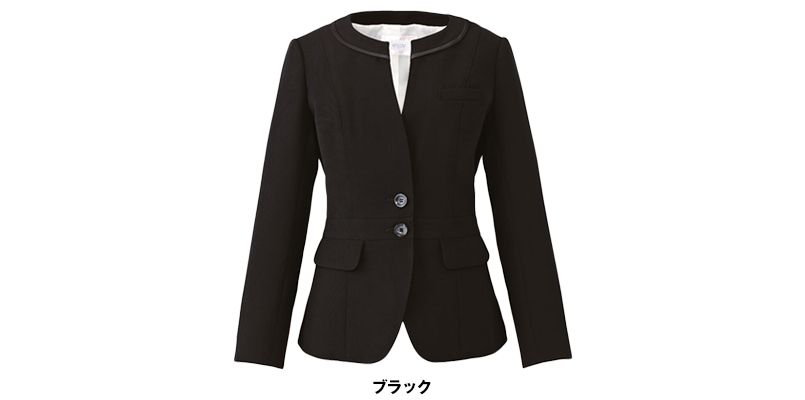 EAJ513 enjoy ノーカラージャケット 無地 色展開