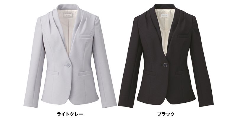 EAJ572 enjoy ノーカラージャケット 無地 色展開