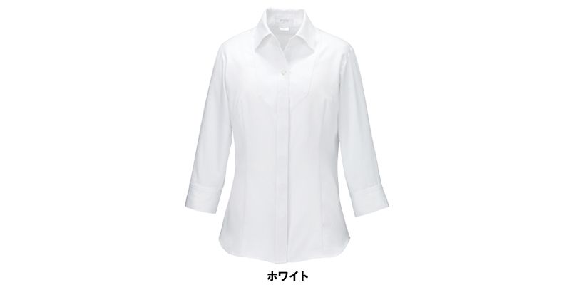 Enjoy ESB597 [春夏用]シルクのような光沢でふんわりと柔らかな肌触りの七分袖シャツブラウス 色展開
