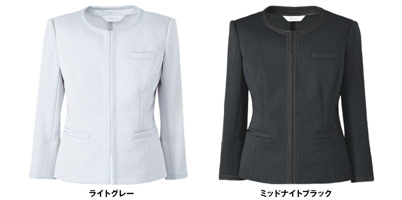 ESJ552 enjoy ノーカラージャケット 無地 色展開