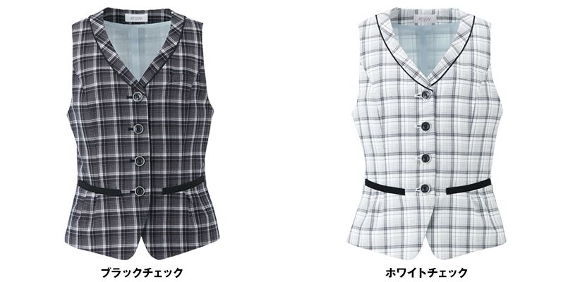 ESV662 Enjoy ベスト エアメッシュチェック 色展開