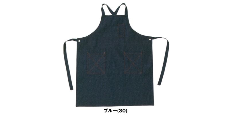 008 シンメン 胸当てデニムエプロン(ボタン付) タスキ式 色展開