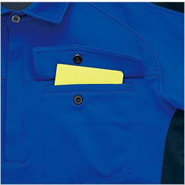 アイトス AZ10614[春夏用]半袖ポロシャツ[男女兼用] フラップがモノの飛び出しを防止。フラップにペン指しホールも配置